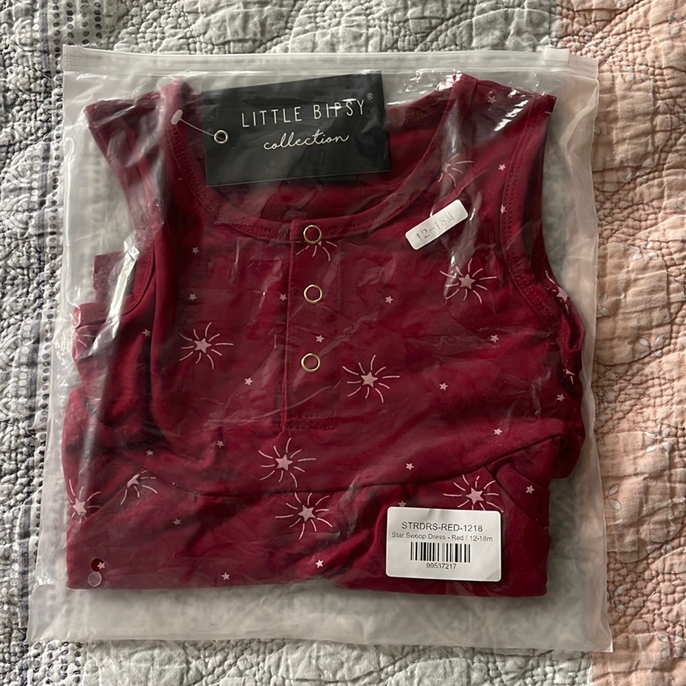 Little Bipsy Collection Star Swoop Dress Red 12-18M
